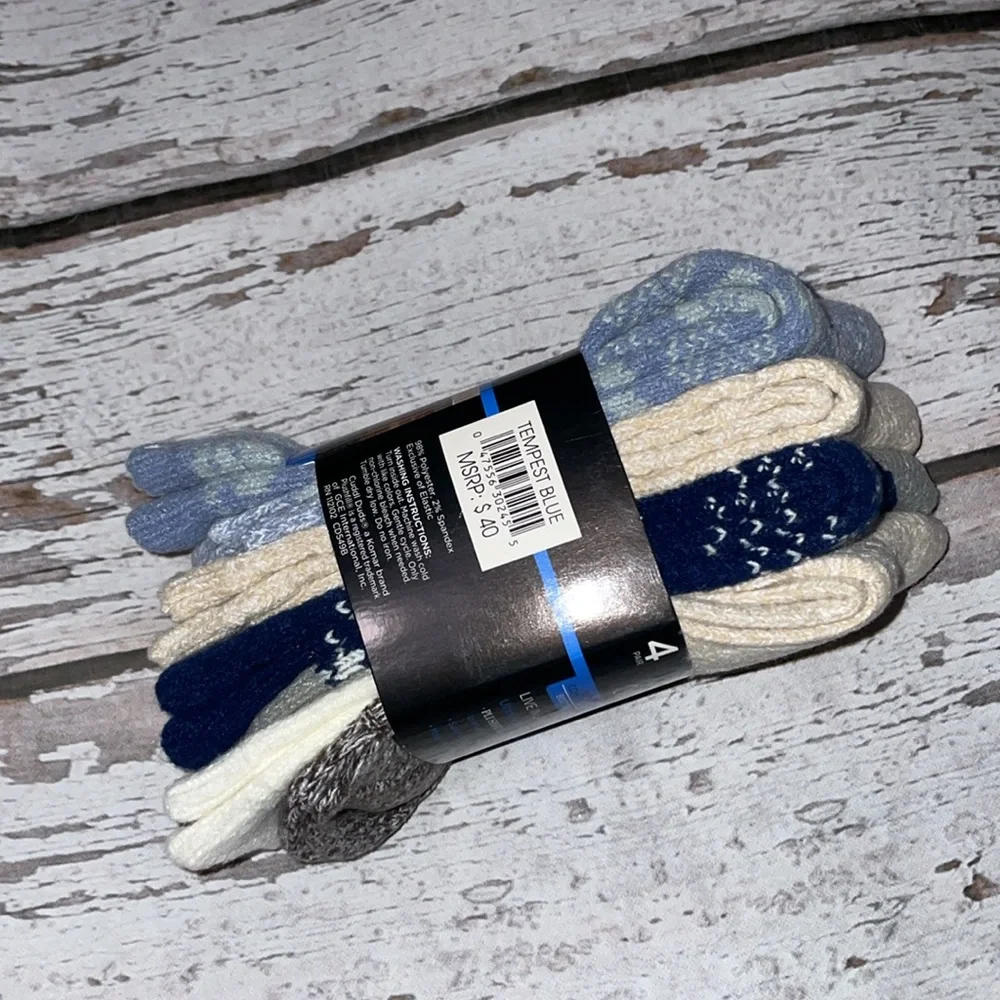 4 Pairs CuddlDuds Boot Crew Socks - Shoe Sz 4-10